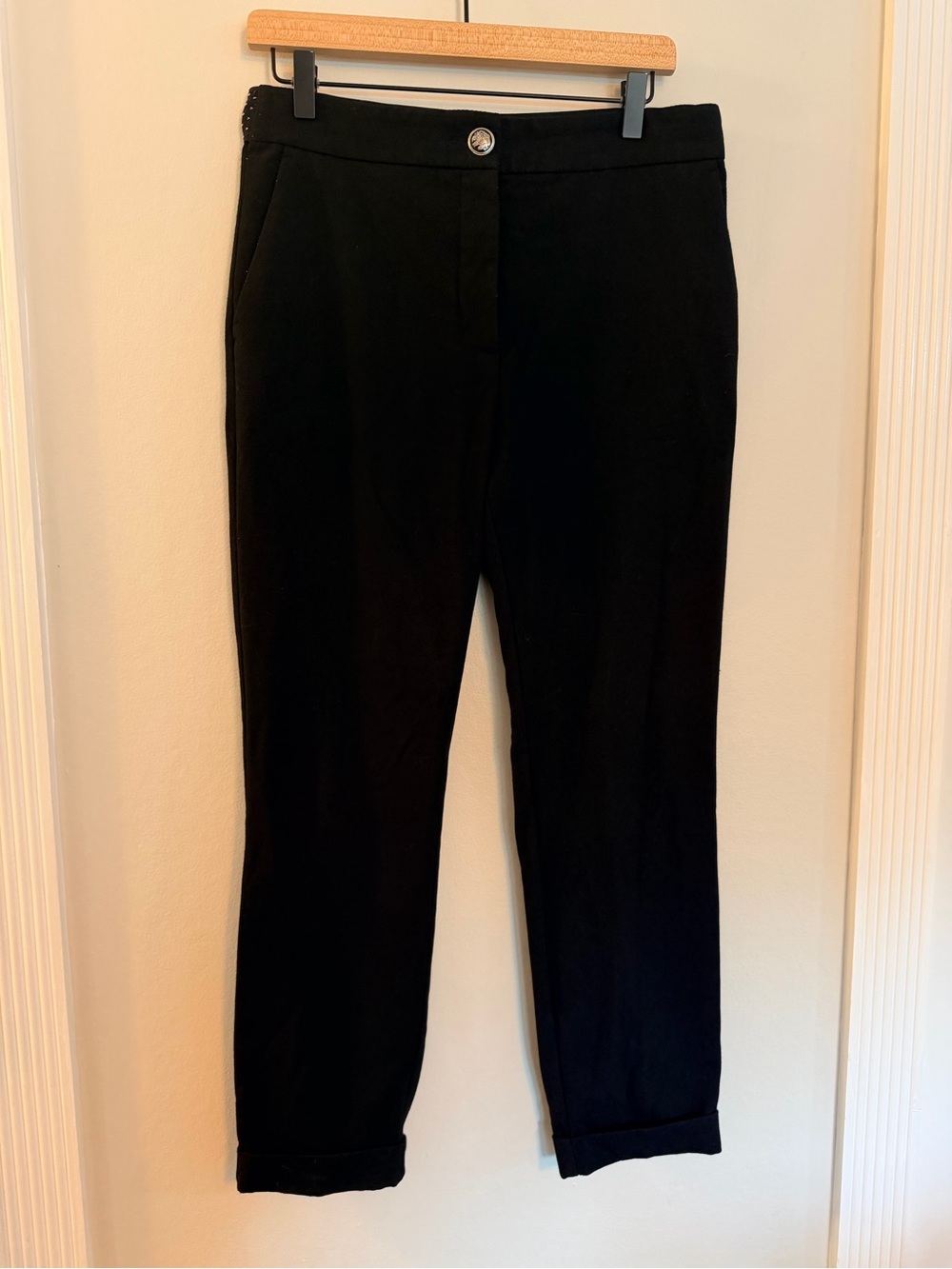 Zara Womens Black Cuffed Trousers - Large